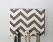 Grey Chevron Jewelry Holder with Bike Knob