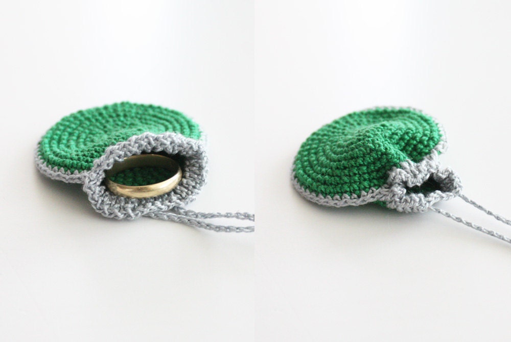 Drawstring Crochet Wedding Ring Holder, Ecological Ornament, Drawstring Locket , Tiny wallet, Purse for Your Precious Stone, Amulet Pouch