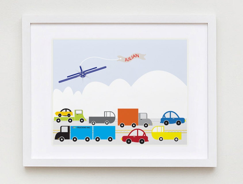 The City - Personalized Wall Art for Kids Room 14" x 11" - Modern Nursery Art for Kids Room - Kids Room Art