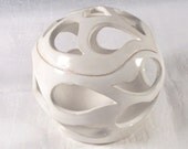 Hand Carved Ceramic Candle Holder with Heart Valentines Day Wheel Thrown Stoneware Ceramics Pottery