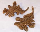 Ceramic Oak Leaf Ornament Caramel Brown Stoneware Ceramics Pottery