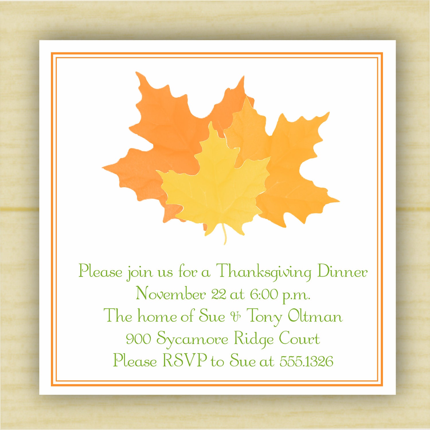 Simple Orange Leaf Thanksgiving Invitation (set of 10) Il_170x135