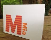 Orange and pink striped large letter note card (set of 10) Il_170x135
