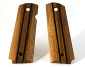 Teak with Ebony Stripes Full Size 1911 Pistol Grips
