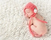 newborn pixie bonnet ... baby girl bonnet ... newborn girl photo prop ... winter photo prop ... baby girl hat .. ready to ship