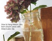 12 Church Pew Clips secure wedding aisle pew decorations. Hang mason jars, ribbon bows, pew bows, vases and aisle markers to church pews.
