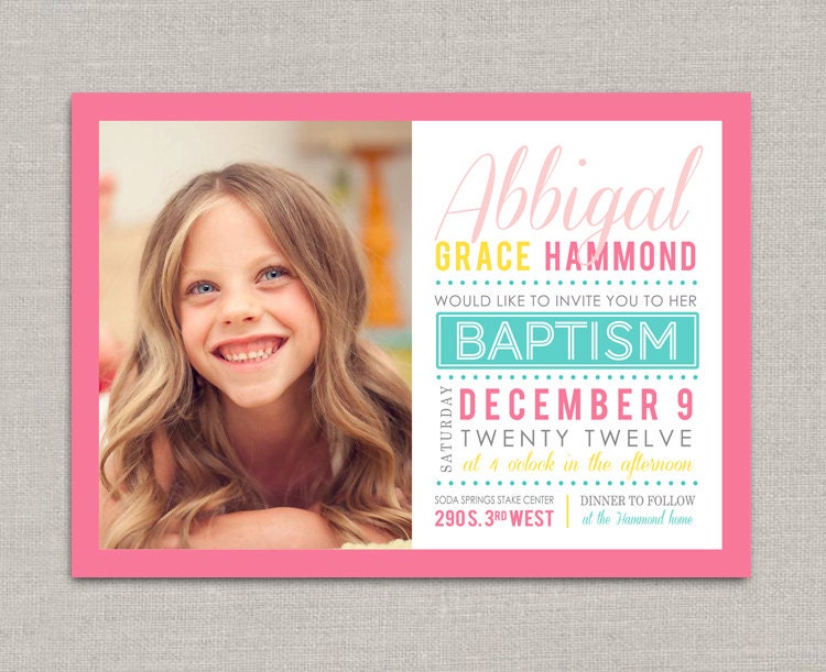 LDS Baptism Invitation - Abbigal