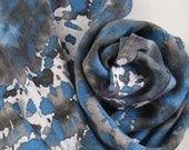 Infinity Scarf - Hand Painted Rayon Ladies Circle Scarves Black White Teal Turquoise Gray Grey Tie Dyed