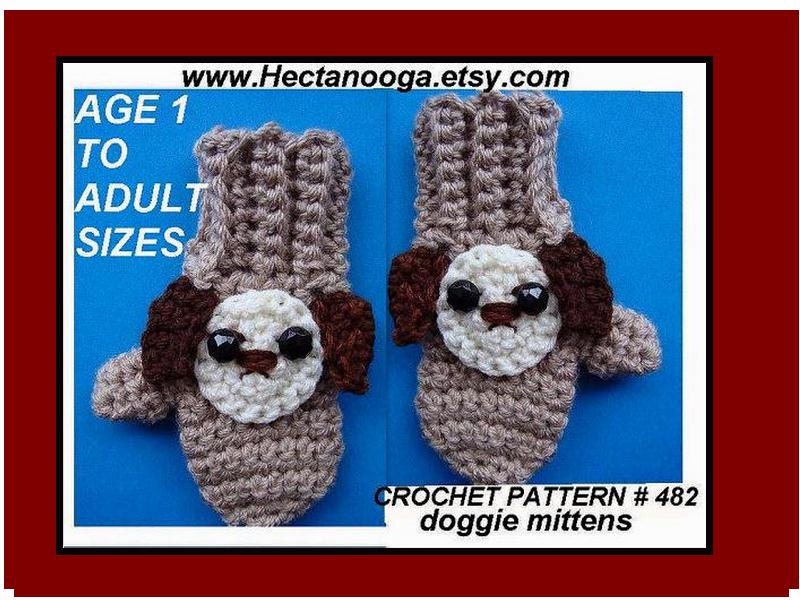CROCHET PATTERN, MITTENS, dog mittens, basic mittens, childrens, kids, clothing, teens, adult, num. 482,
