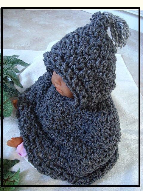 Crochet Pattern, baby hooded cape, newborn to age 5, num. 523,  girls cape, poncho, instant digital download