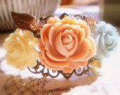 Her First Corsage Victorian Garden Filigree Cuff with Resin Flowers and Swarovski Crystals & Pearls