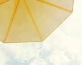 Beach Photography, Summer Days, Toronto, Yellow Umbrella, Blue Sky, Wall Decor, Shabby Chic Decor, Sunshine Yellow - Blue & Yellow (8x10)