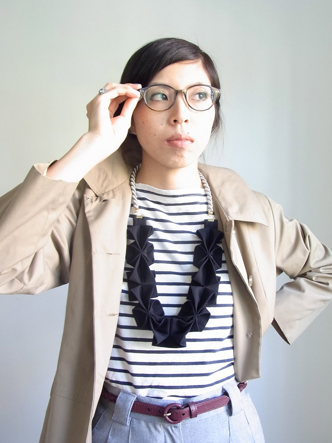 Origami Hana Rope Necklace -  Black