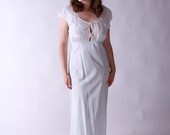 Vintage 1940s Nightgown -  Ice Blue Bias Cut Rayon Nightgown with Keyhole Accent