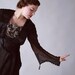 Vintage Edwardian Dress - Late Teens Silk Gown with Mesh Sleeves, Lamé Lace and Bullion Tassels