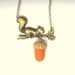 Felted acorn squirrel necklace woodland felt jewelry orange wool bronze chain charm boho autumn fall forest gift her Birthday