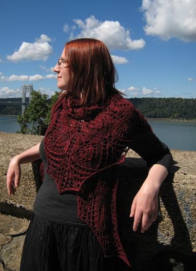 burgundy leaves merino shawl