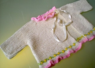 Newborn to One Year Old Sweater for Baby Girl with Pink Ruffles