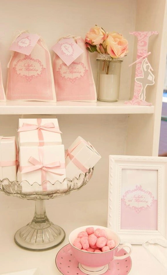 PINK DAMASK BALLERINA Printable Party Welcome Sign Il_570xn