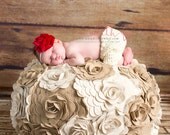RED Velvet Flower Lace Headband Baby Toddlers Girls Ruby Hand-folded Rose Large Over the Top Boutique Shabby Chic Vintage Photography