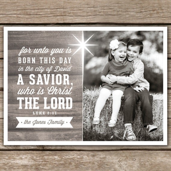 Luke 2:11 - DIGITAL Custom Christmas Holiday Photo Card Il_570xn