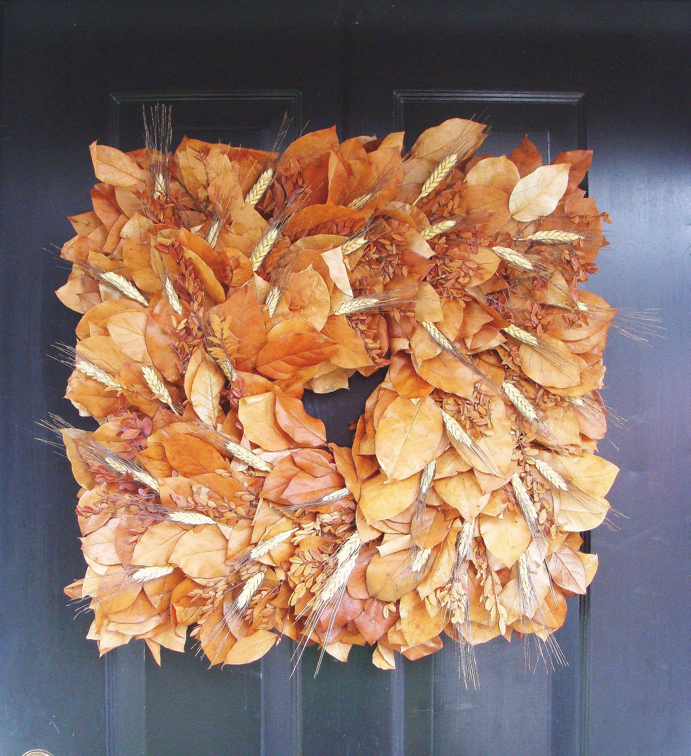 Gold Black Wheat Berry Fall Wreath, Thanksgiving Wreath, Dried Floral Wreath, Fall Decor, 2 left