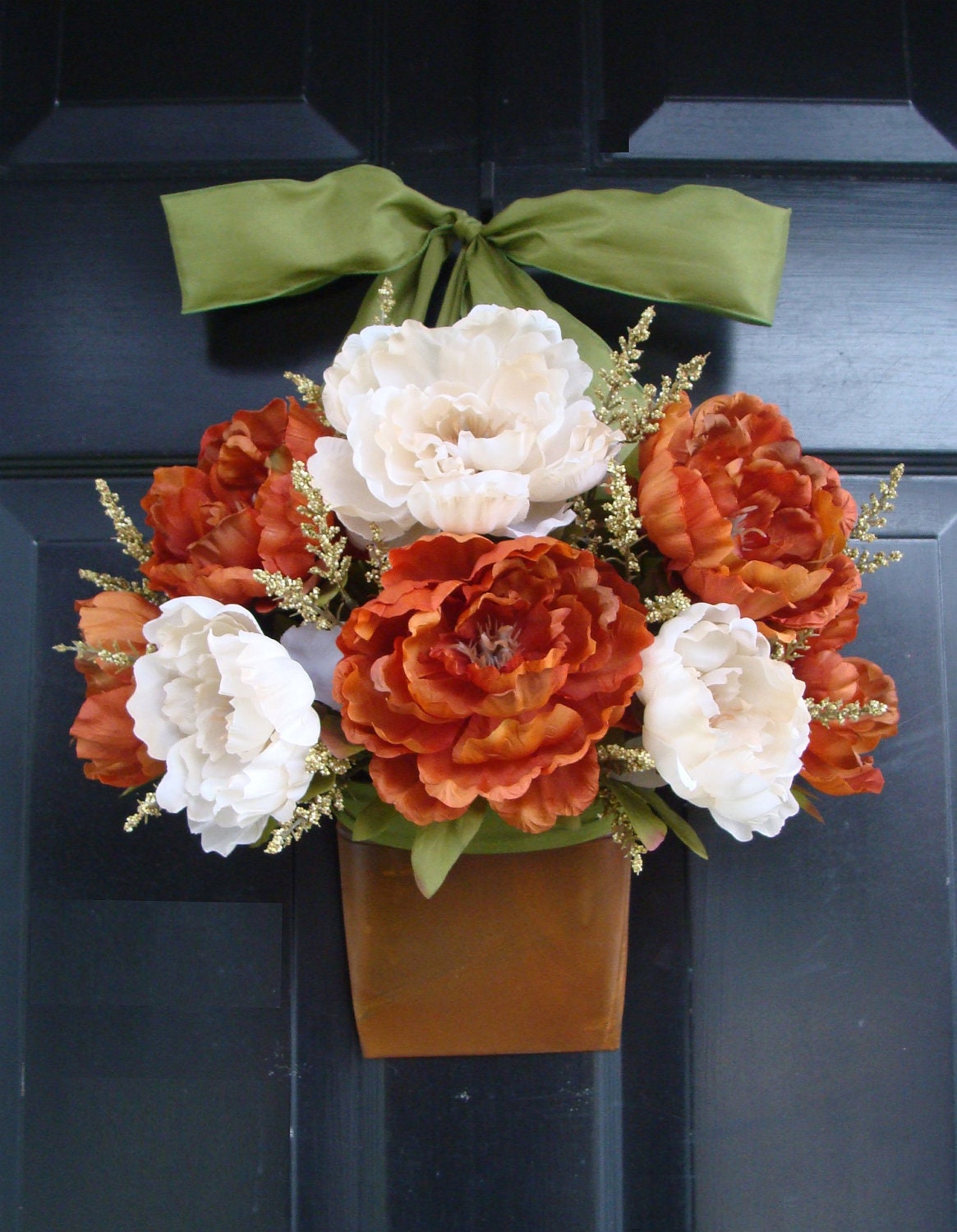 Fall Wreath, Tuscany Peony Door Bucket, Wreath Alternative, Thanksgiving Decor, Wreath for Fall