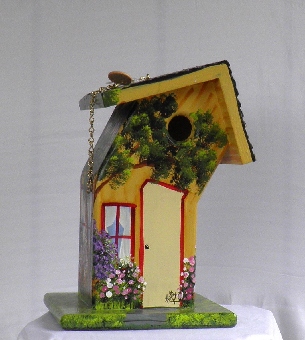 Bent Birdhouse, Hand Made and Hand Painted