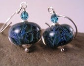 Blue Lampwork Earrings, Artisan Lampwork Glass Earrings, Butterfly Wing Earrings, Gift