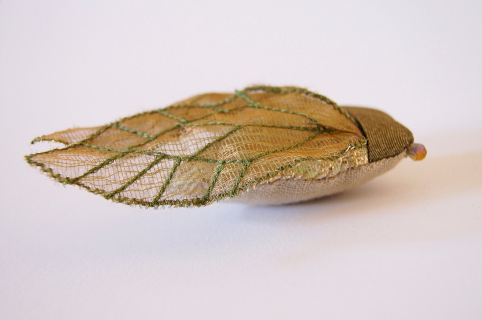Fabric Cicada Soft Sculpture and Brooch