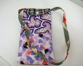 Festival Bag - Plaid and Floral - Shoulder Strap - Long and Skinny - Patchwork