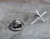 Men's Sterling Cross Tie Tack, Fathers Day, Gift for Dad, Jewelry for Him