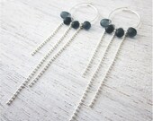 Suki Earrings in Silver, hoop with beading, dangle, holiday gift under 50