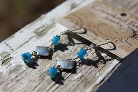 Absolutely Fabulous Angelite Earrings dangle from Sterling Silver leverback earwires with sterling charms "Guardian"