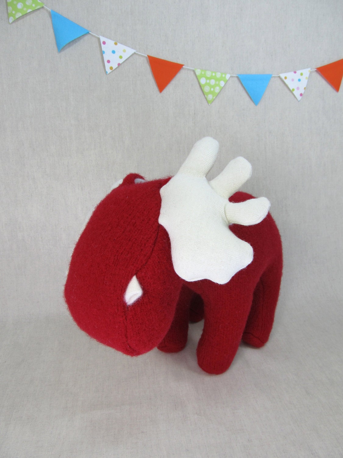 Moose, Handmade, Stuffed Animal, Toy, Children, Plush, Red