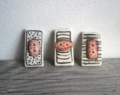 Ceramic Buttons, Set of Three, Rectangle