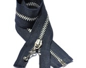 12 inch Metal Zippers - Light Weight Zipper (Special) Number 3 Aluminum Metal Separating Bottom with Fancy Foxtail Slider Color Navy By Each