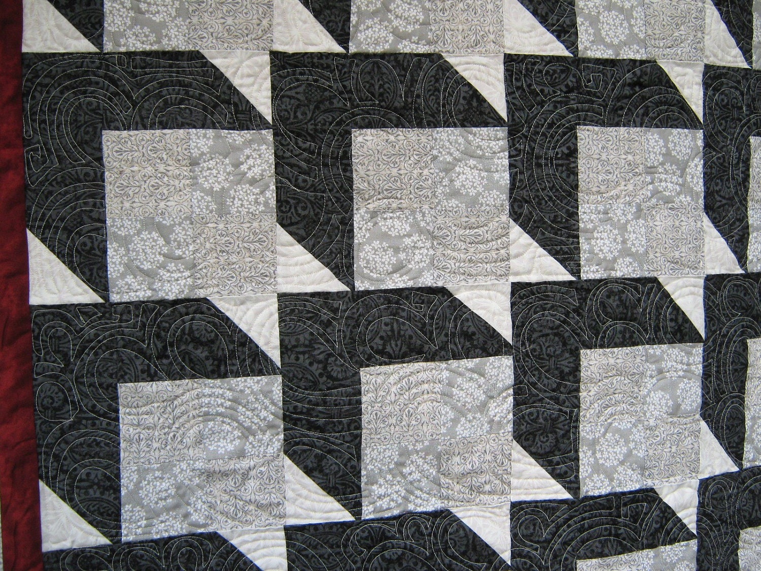 Modern Wall Hanging Art Quilt  Gray Boxes