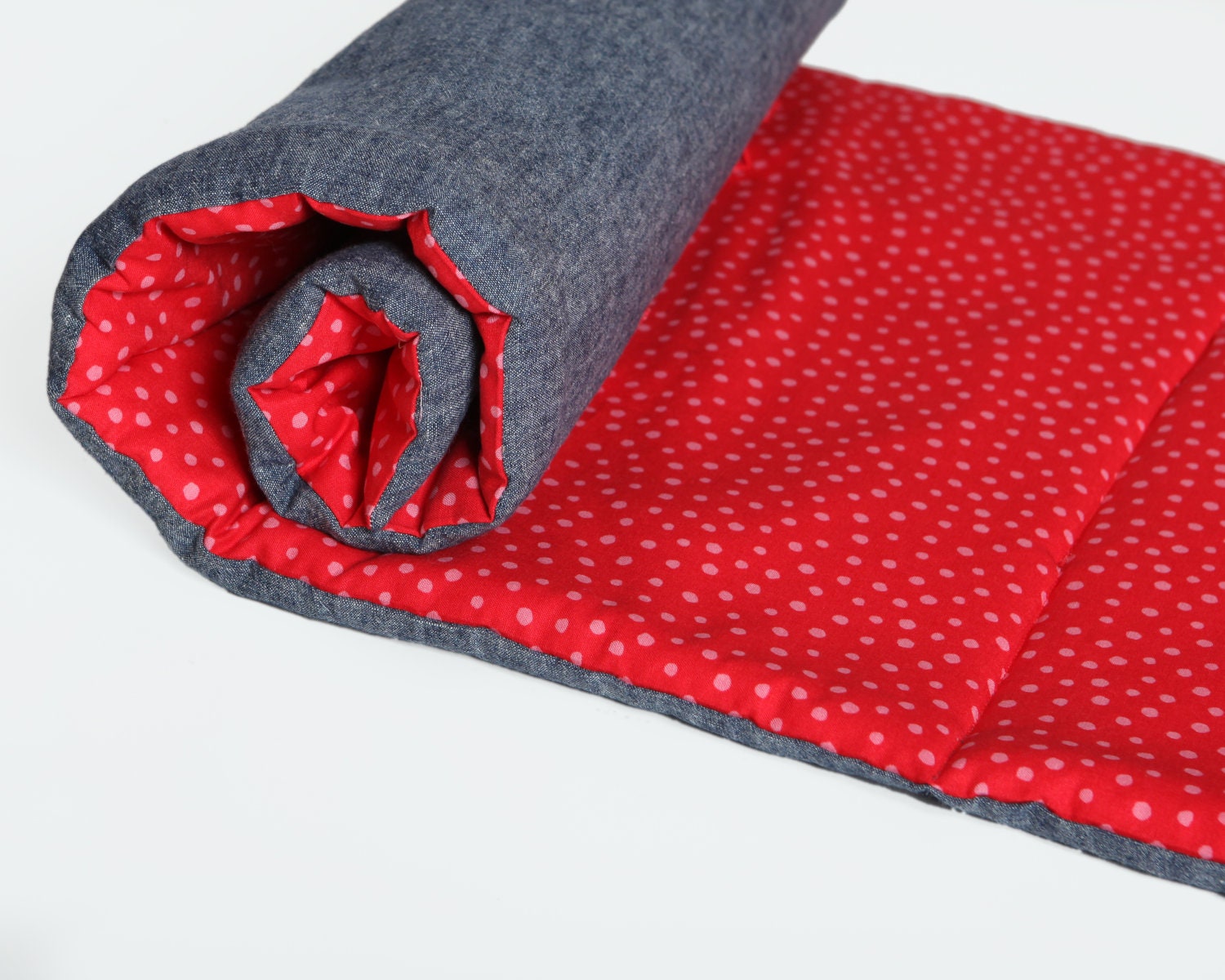 Red Organic Kids Nap Mat - Retro Red and Pink Polka Dots - Eco Friendly Toddler Preschool Napmat - Babble.Com's Favorite