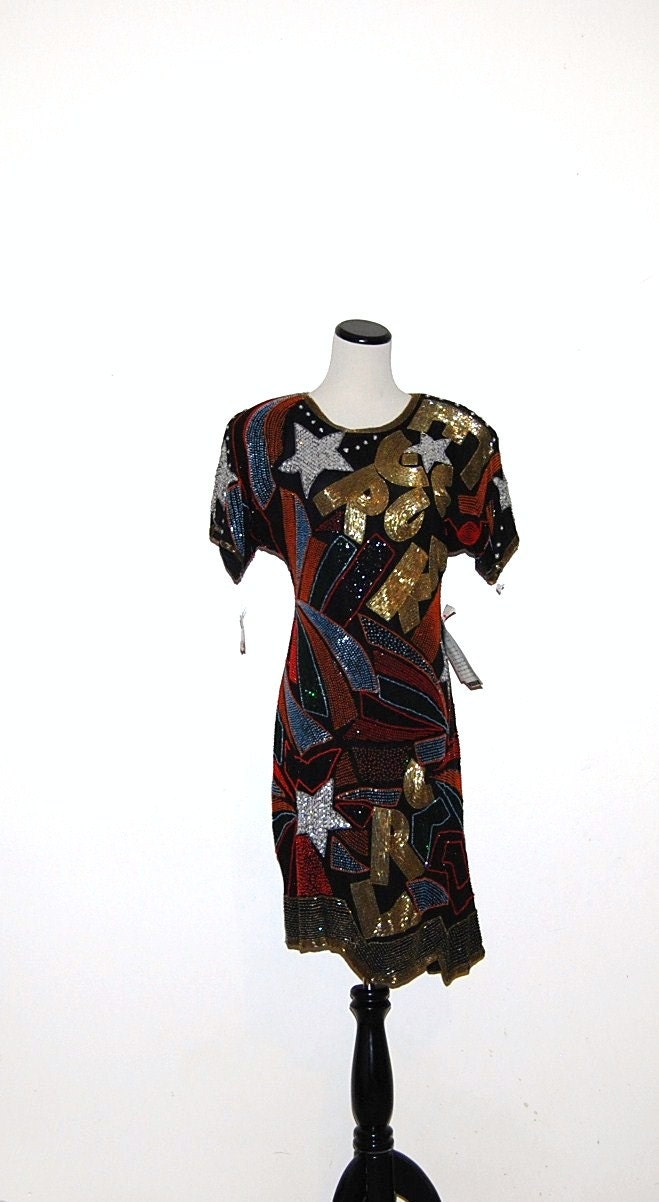 Vintage Dress Rock Star Glitz 80s