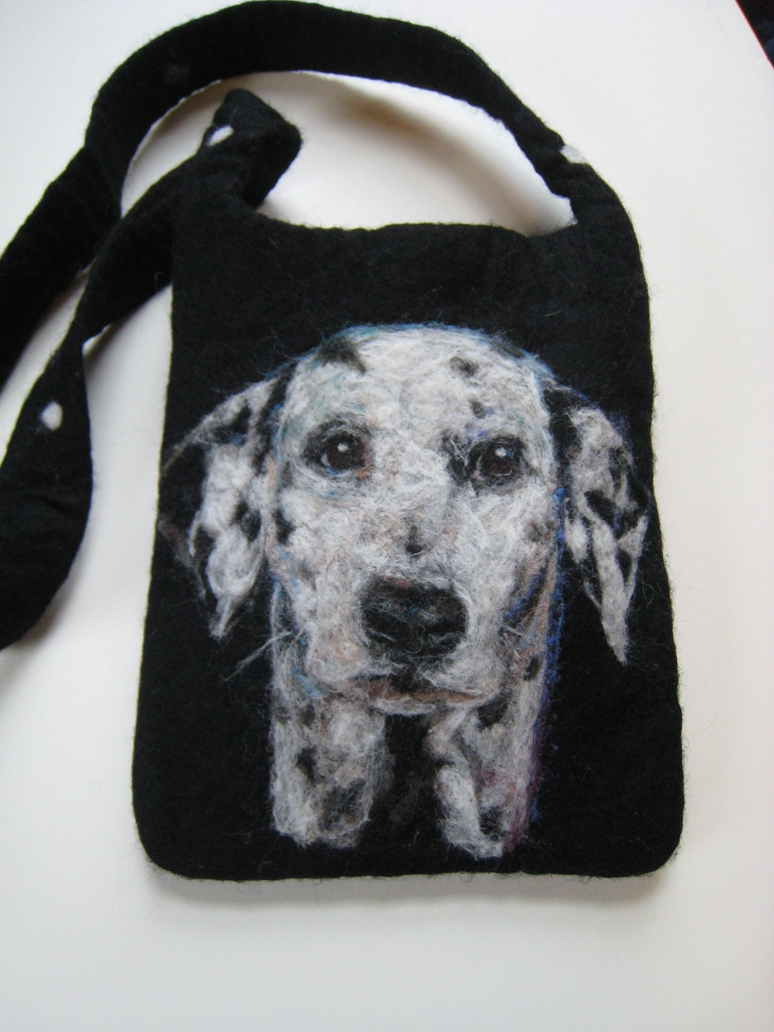 Custom Needle Felted Pet Portrait on 7.5 x 9.5" Shoulder Bag