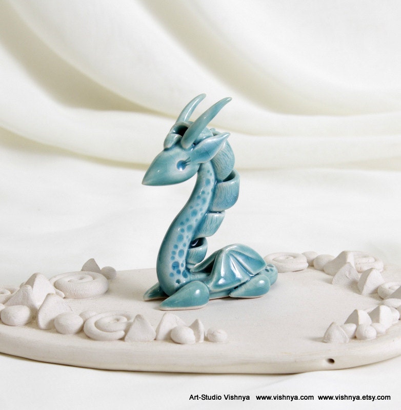 Tiny turquoise autumn sky Dragon by studio Vishnya