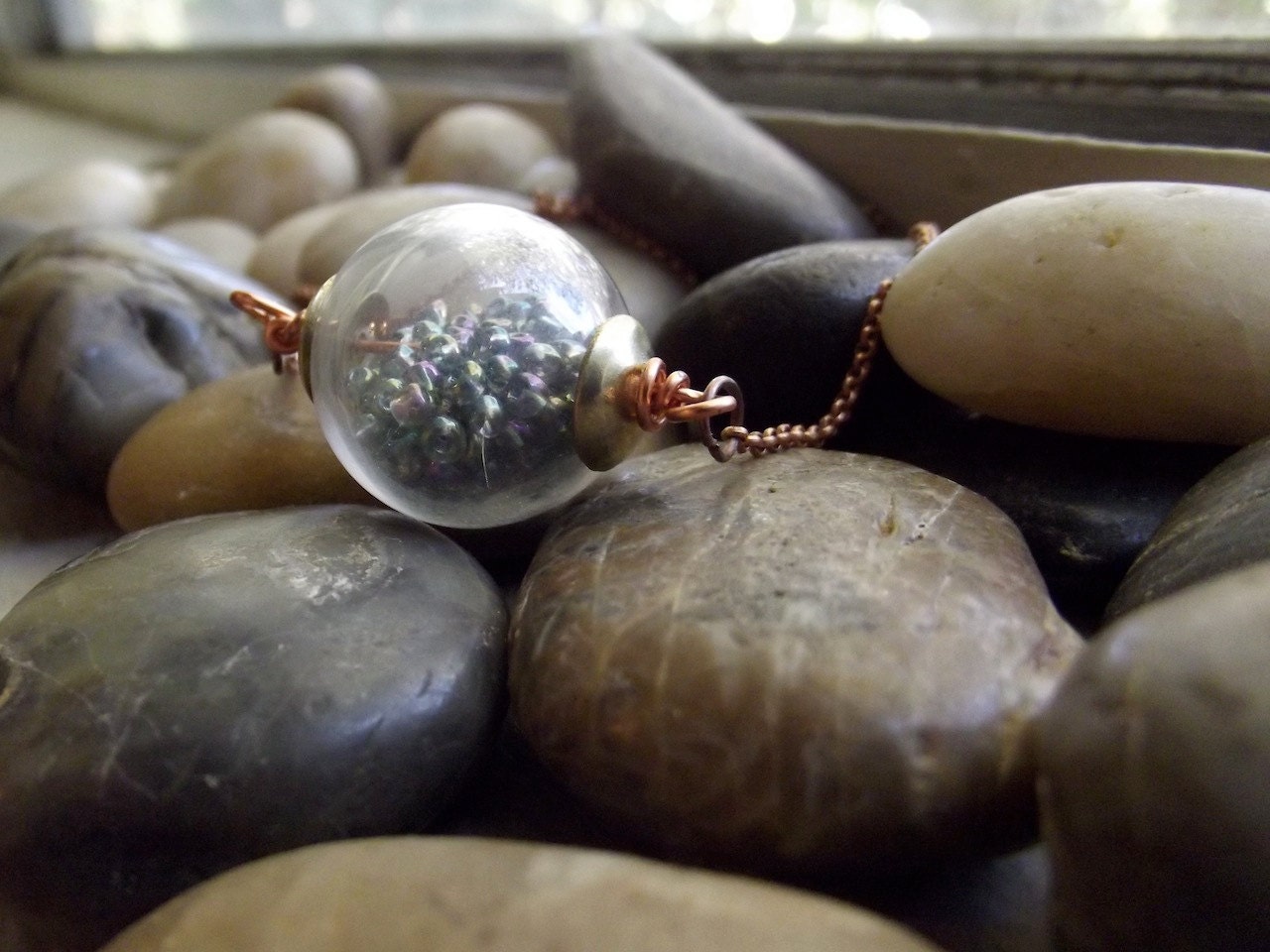 Wishes pendant, blue rainbow version Ready to ship
