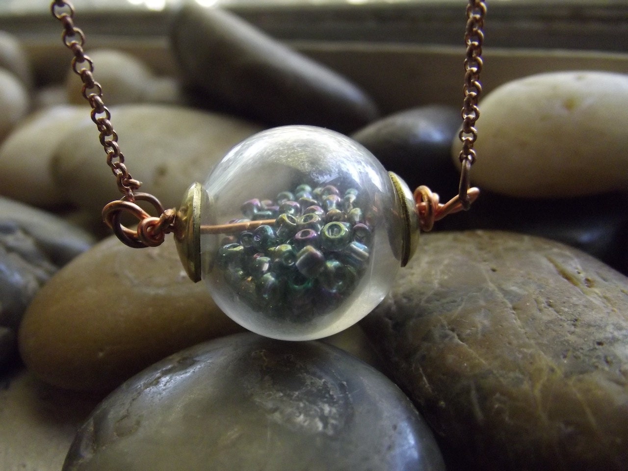 Wishes pendant, blue rainbow version Ready to ship