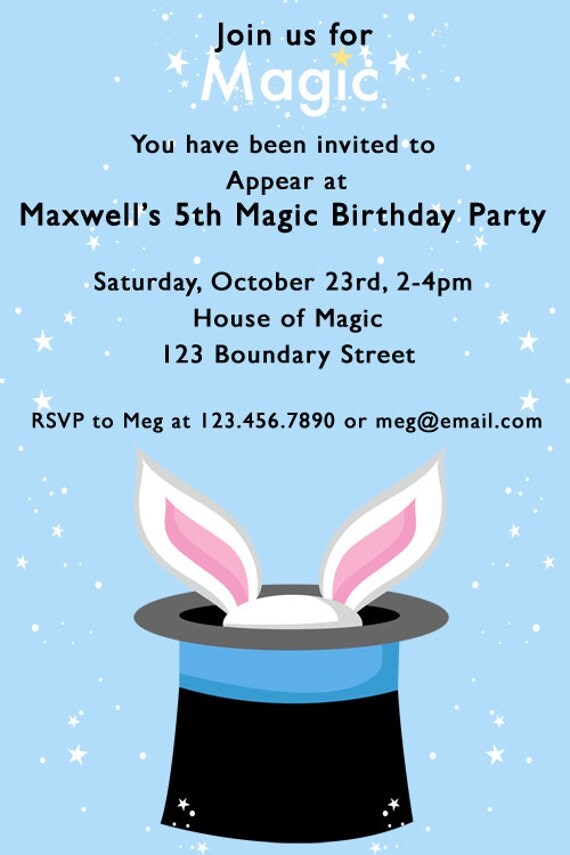 Blue Magic Hat Birthday Party Invitations Il_570xn