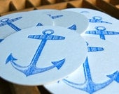 Anchor coaster- Letterpress printed, SET of 8