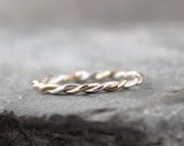 Sterling Silver and 14K Yellow Gold Filled Twisted Band - Wedding Ring - Anniversary Ring - Friendship Band - Stacking Ring