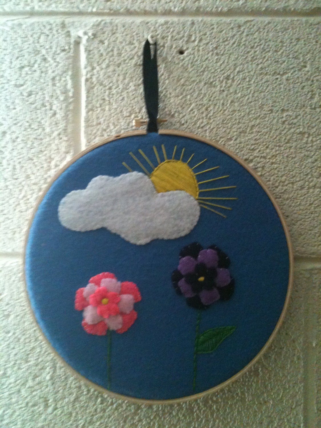 Felt Flowers hoop art