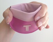 Monogrammed Leather Squeeze Change Purse with Letter Initials Personalized by you - choose your colors and letter, made to order
