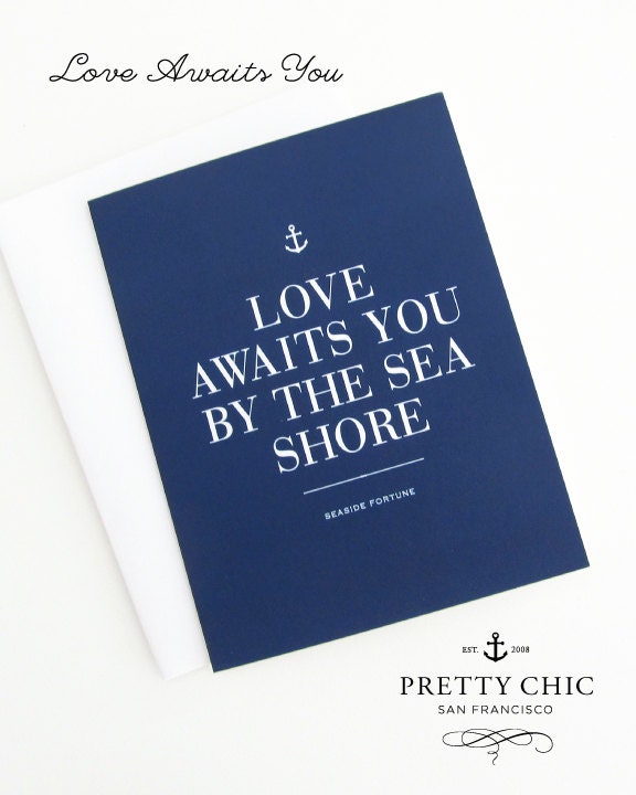 Love Awaits You Notecards - Nautical Set by Pretty Chic SF - Anchor Card - Thank you - Beach - Seaside - Stationery - Shore - Love